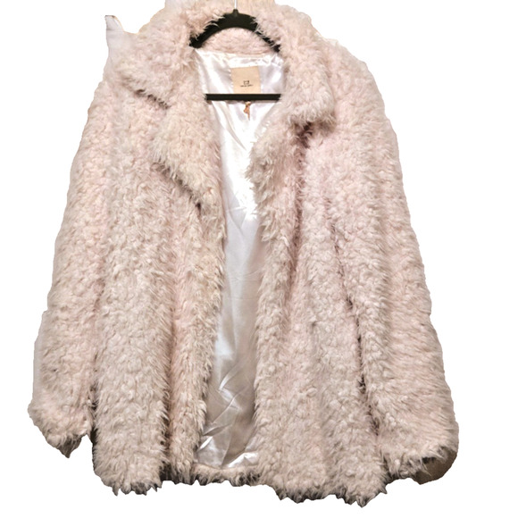 Thread and Supply Fluffy Cream Jacket Coat with Pockets Size M Boho - Picture 4 of 11